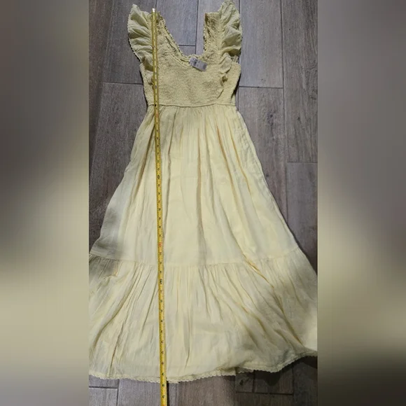 Nwt Aerie Yellow Ruffle Maxi Dress Size Small - Picture 10 of 11